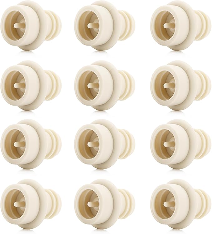 WOTOR Wine Stoppers Vacuum, Silicone Wine Saver & Preserver, Reusable Bottle Sealer, Keep Fresh (Cream, 12 Pieces)