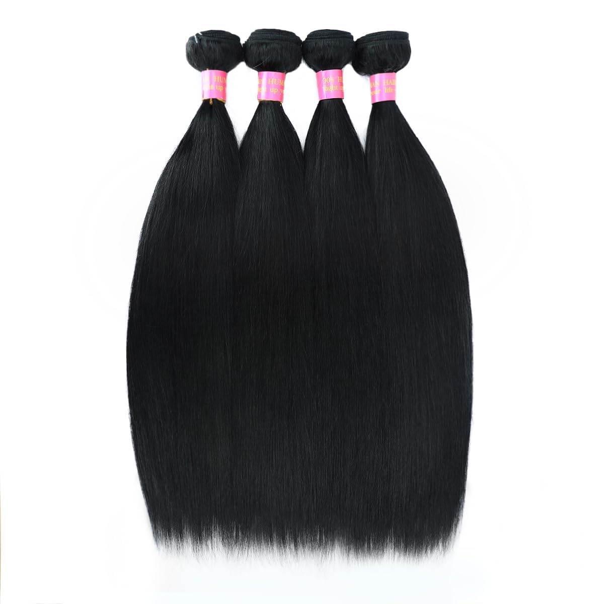 20 22 24 26 Inch 4 Bundles Human Hair Straight 12A 100% Unprocessed Brazilian Virgin Human Hair Bundlles Straight Natural Black,