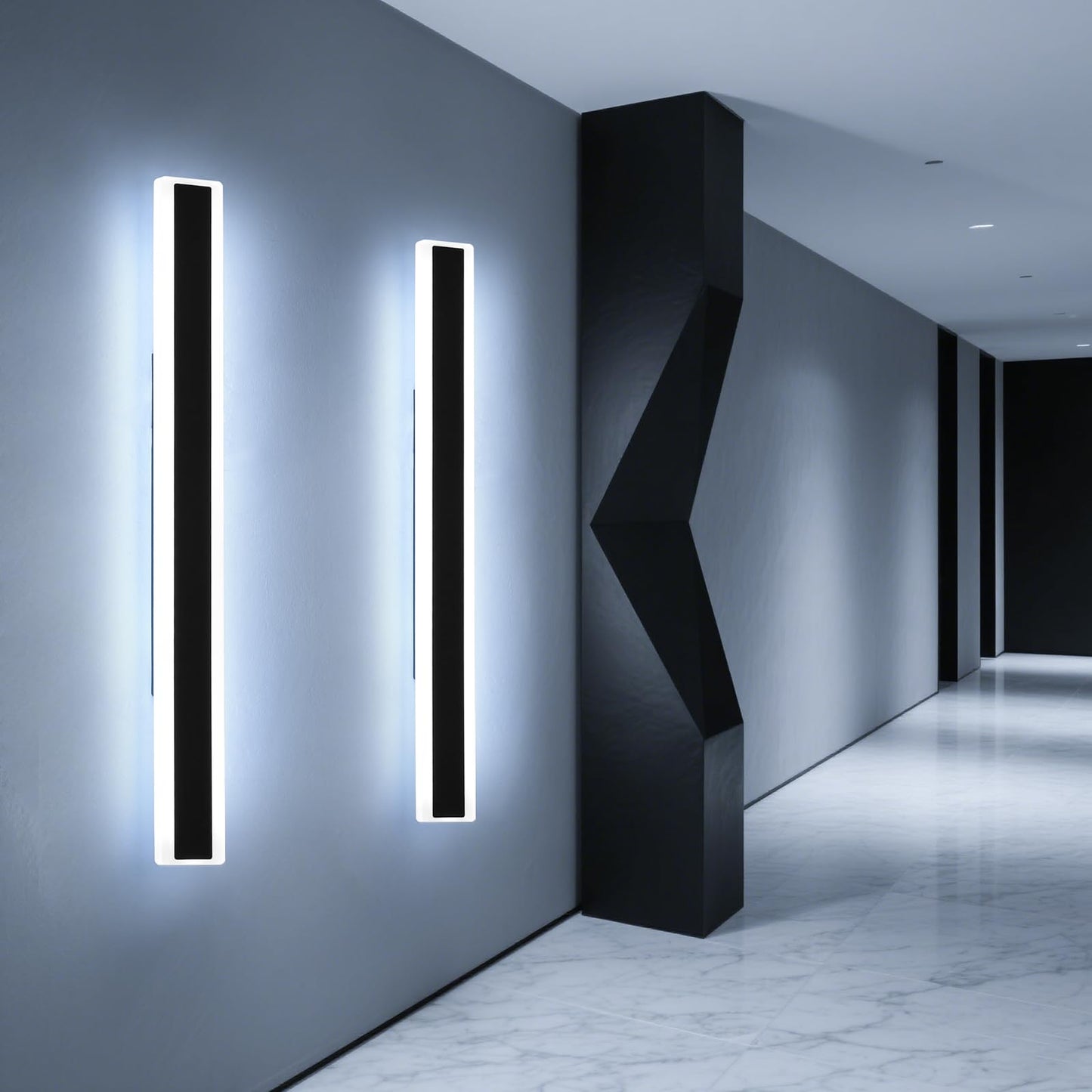 Mikeru 2Pack 70.8Inch Long Led Wall Light  6000K Cool White Modern Outdoor Wall Light Ip65 Waterproof Black Acrylic Porch Exterior Lighting Fixtures  Exterior Wall Mount Lights