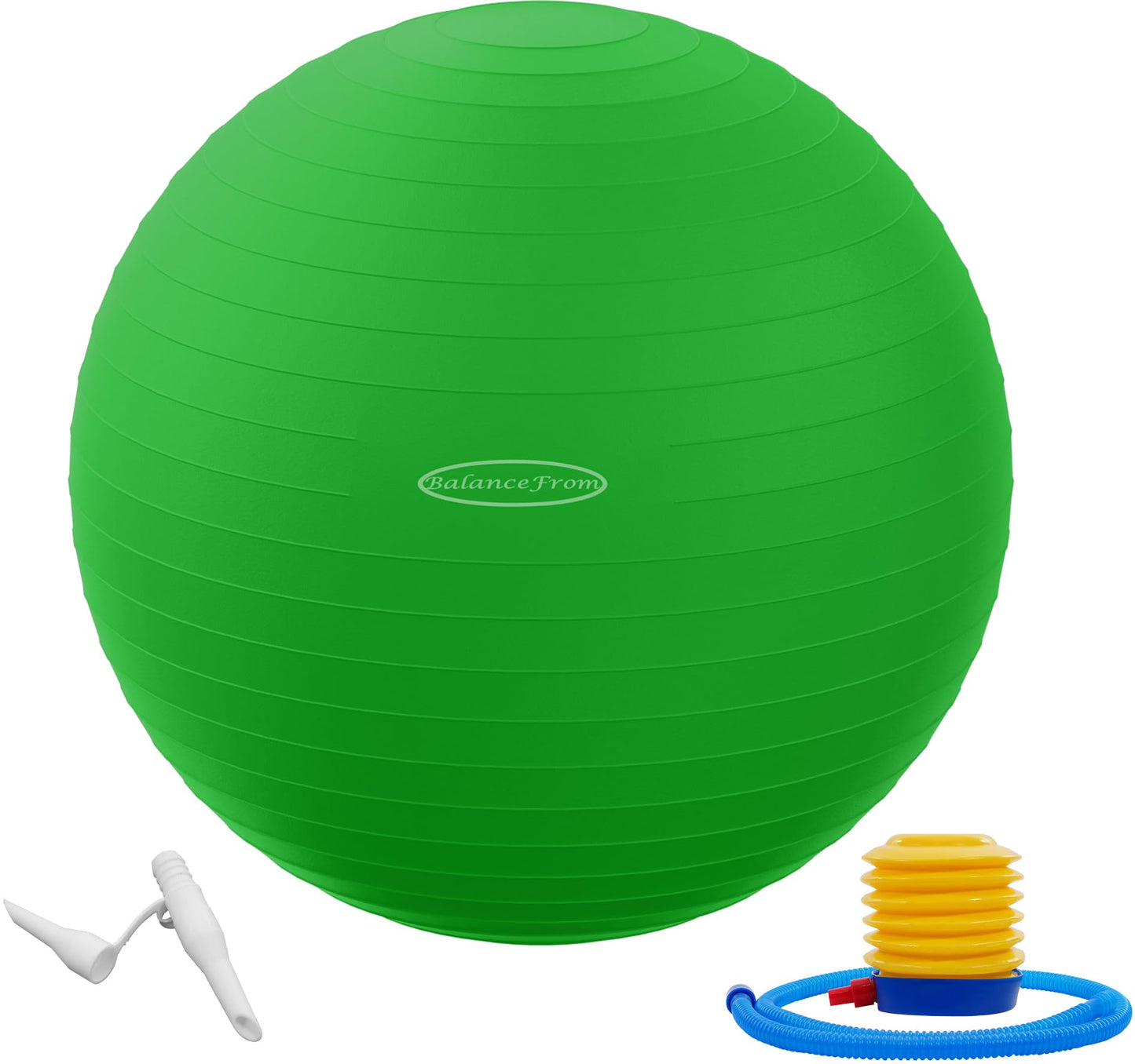 Fitvids Anti-Burst Slip Resistant Exercise Ball with Quick Pump, 2,000-Pound Capacity, Green, 30-inch, XL