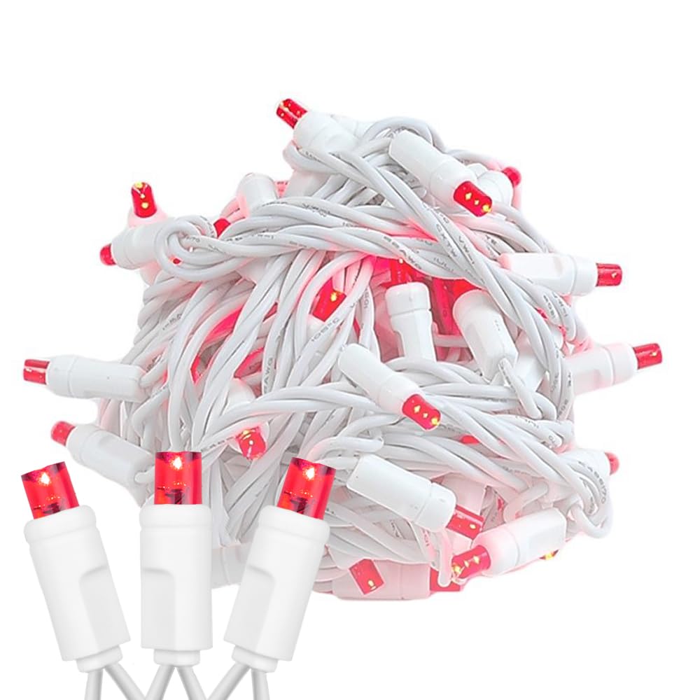 Novelty Lights 50 Light LED Christmas Mini Light Set, 25 Feet, Red, Copper, Model CGWA50-W-RE