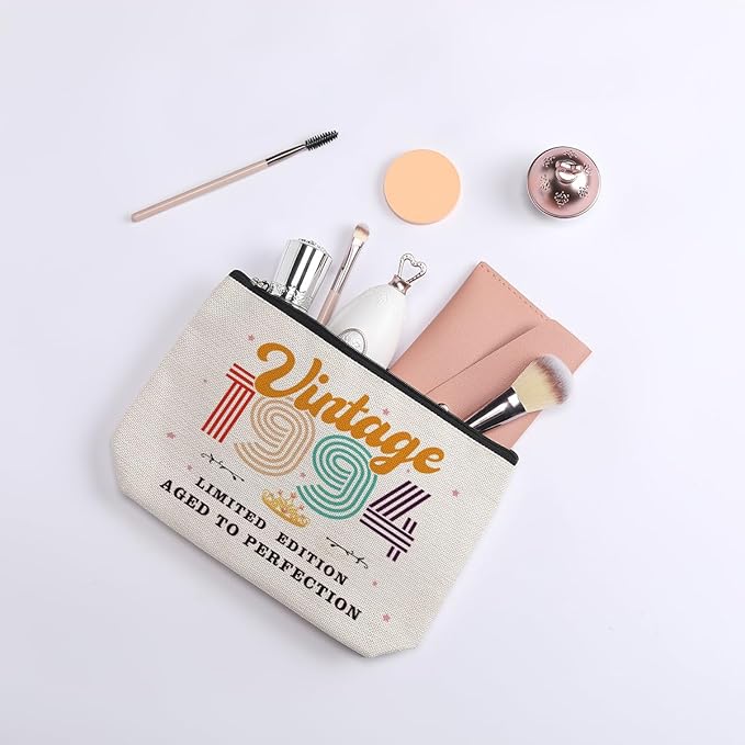 30th Birthday Gifts for Women, 1994 Vintage Makeup Bag, Best 30 Year Old Birthday Gift Ideas for Sisters, Friends, BFF, Mom, Coworker, Bonus Mom, Funny Anniversary Ideas for Her