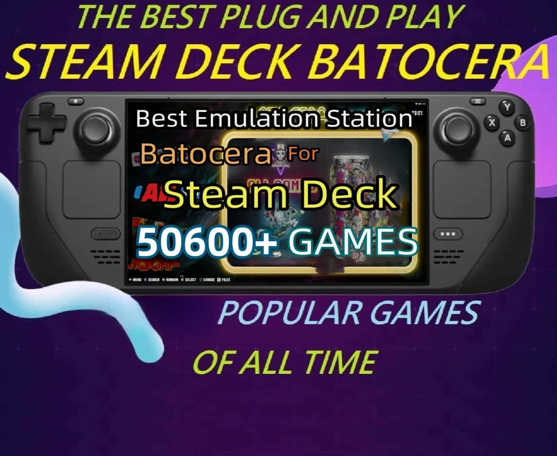 512GB Retro Game Card for Steam Deck - 50600+ Plug and Play Video Games, Included Emulator Console, Batocera 39 Game System Compatible