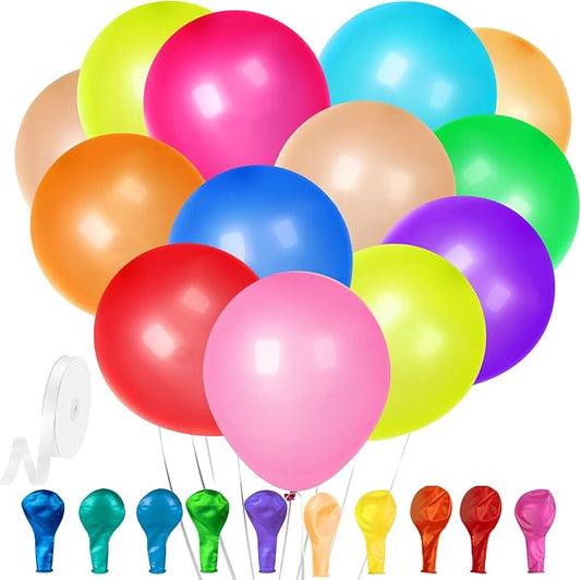 GYIPFIPA 60 Pack Balloons Assorted Color 12 Inches Rainbow Latex Balloons, 10 Bright Color Balloon Arch Kit, for Birthday ...
