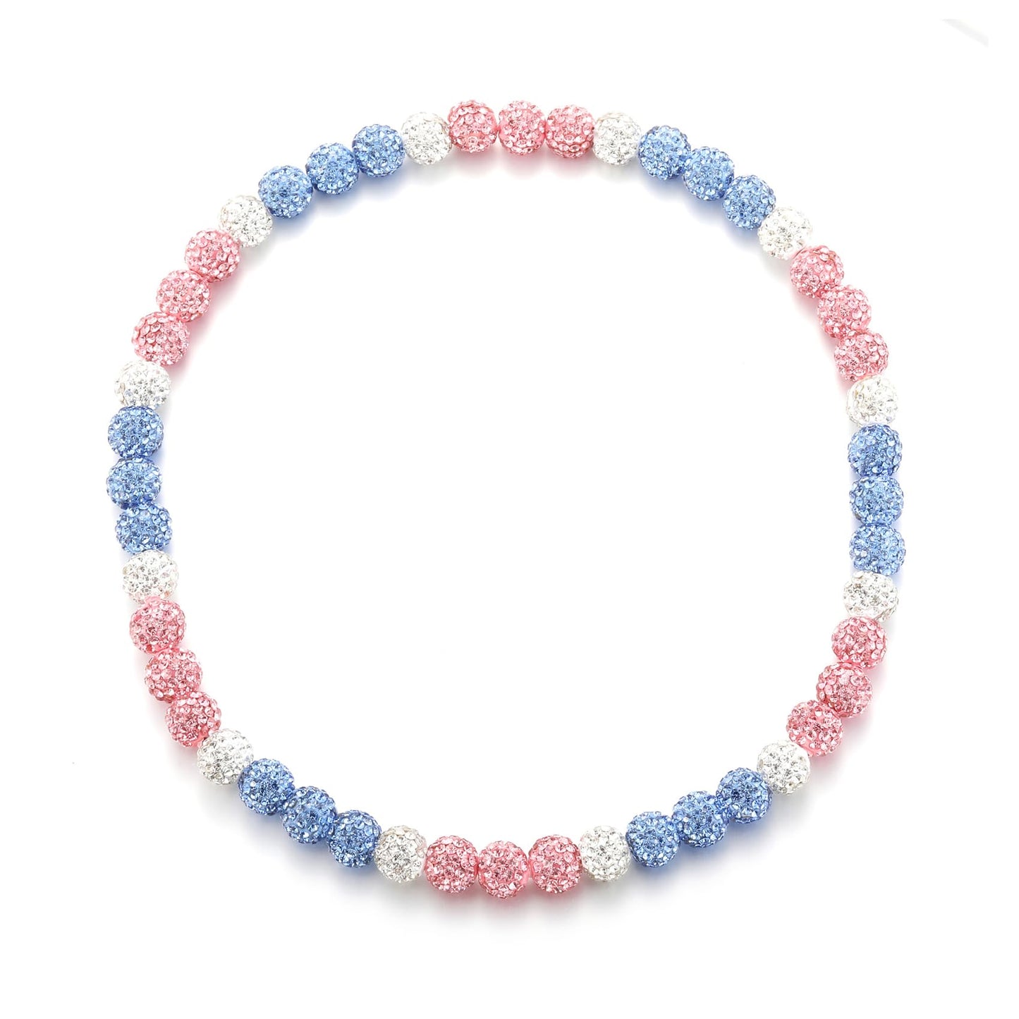 HSWYFCJY Baseball Beaded Chain Necklace for Men Women, Rhinestone Discoball Drip Accessories White Light Blue and Light Pink Bas