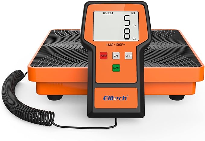 Elitech Refrigerant Scale 110 Lbs – High Precision HVAC Freon Scale with LB+OZ Dual-Unit Display, Electronic Charging Weig...