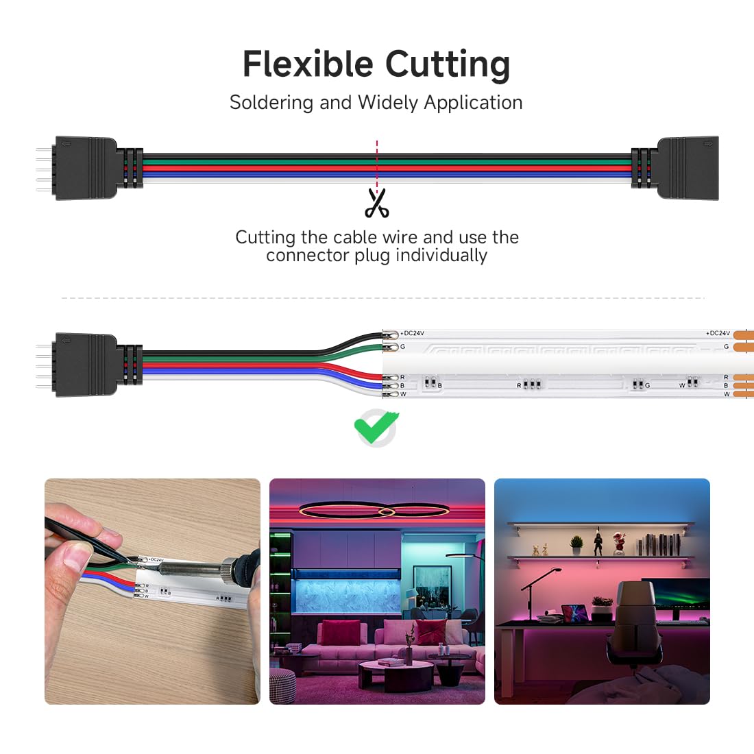 Btf-Lighting 5 Pack 22Awg 5 Pin Jst Male To Female Plug Led Connector 6.56Ft/2M Extension Cable For Fcob Smd Rgbw Led Strip Lights Solderless Controller Wire