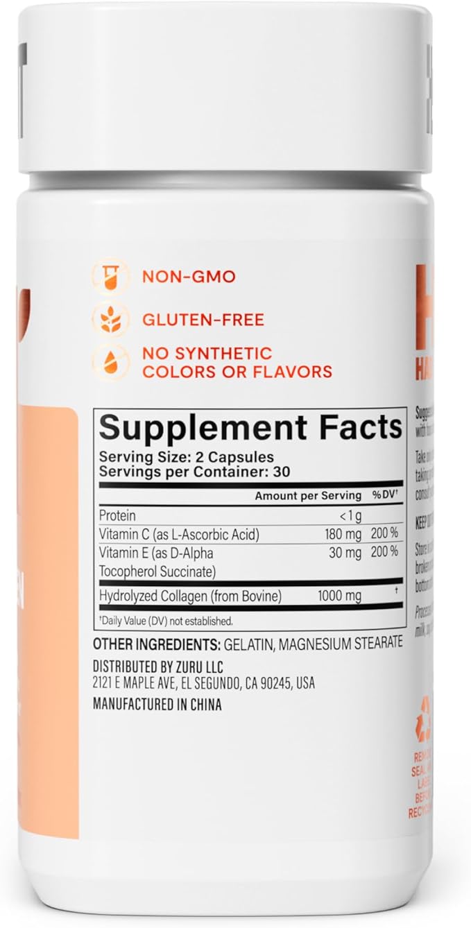 Habit Collagen Supplement 2 Pack (120 Capsules) - New Look, 2000mg Collagen Peptides, Vitamin C & Vitamin E, Skin Health, Antioxidants, Non-GMO, Gluten Free
