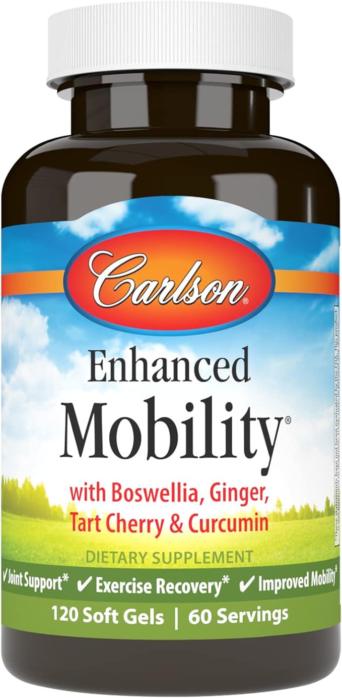Carlson - Enhanced Mobility, Botanical Joint Support, Boswellia, Tart Cherry, Curcumin, Ginger, 120 Softgels