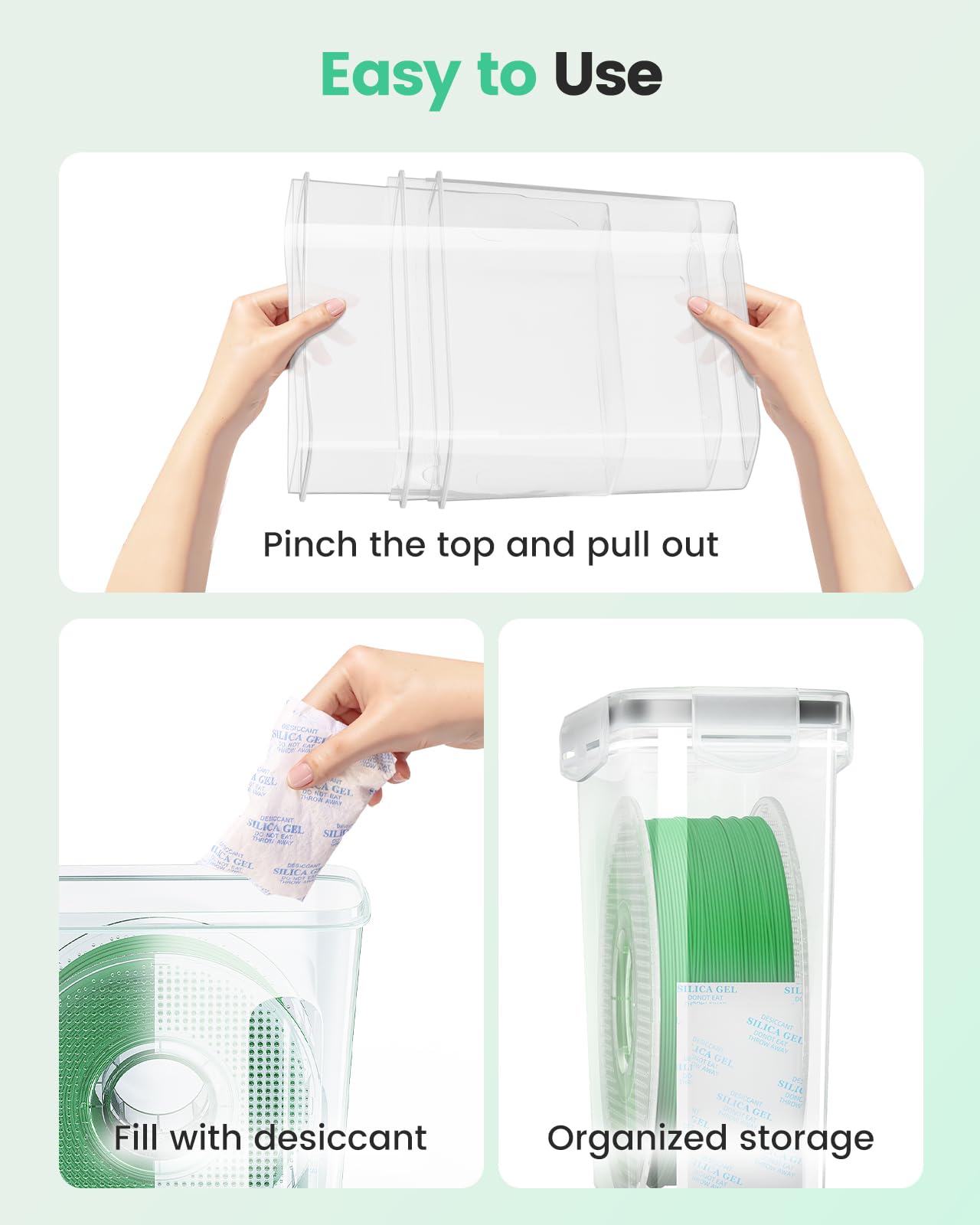 AMZPro Filament Storage Box - 6 Pack Filaments Container for 3D Printing Filaments Sealing and Protection - Portable Filament Storage with Desiccant,Water-Proof and Dust-Proof 4.0L(9.03 * 8 * 3)