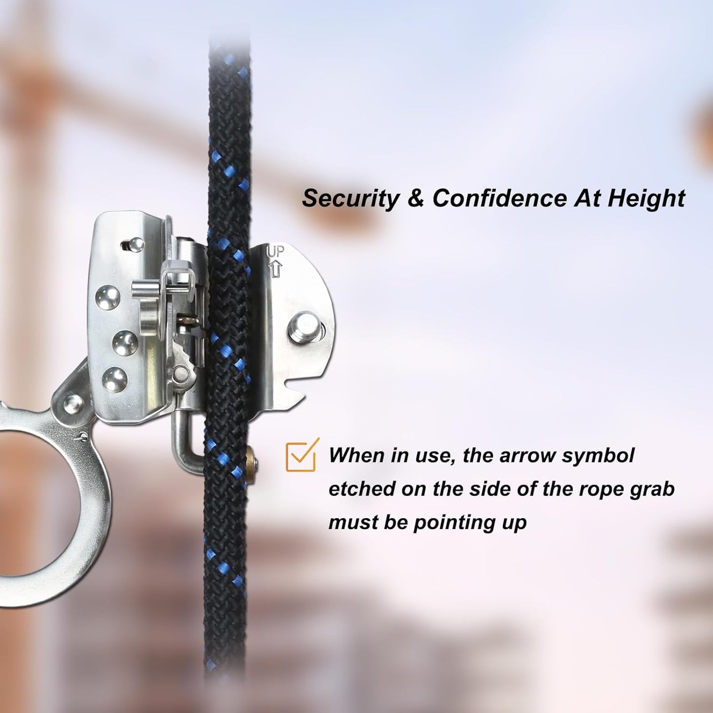 Stainless Steel Anti Panic Trailing Rope Grab, for 5/8" Rope Diameter Fall Protection