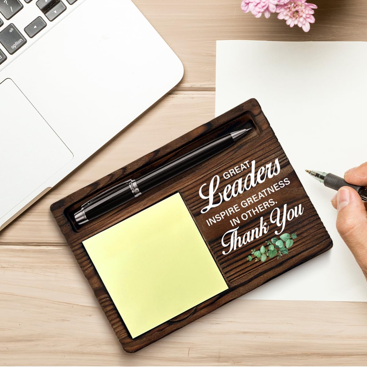 Thank You Leader Gifts Sticky Note Holder Appreciation Gifts for Boss Manager Leader, Leadership Self-Stick Note Pad Holders Home Office Decor