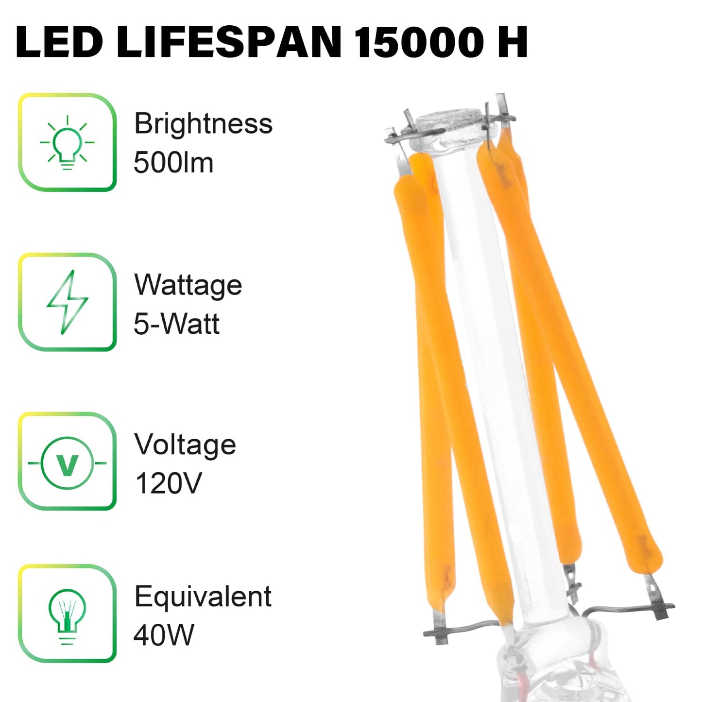 LED Appliance Bulb, 40W Equivalent, Range Hood Light Bulbs, Soft White 2700K, 5W 500 Lumens, Non-Dimmable, E26 Base, Refrigerator Light Bulb, A15 Frosted, Pack of 2, Freezer Fridge Light Bulb