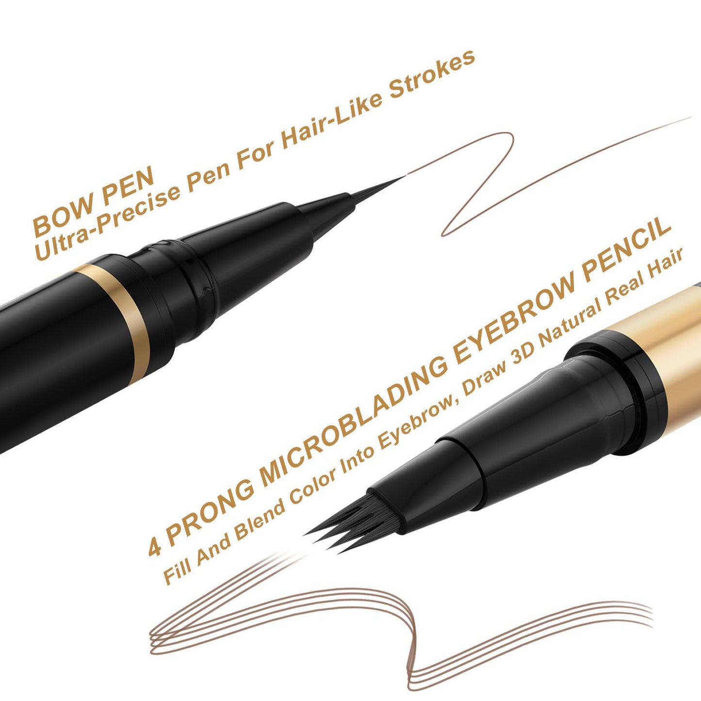 Microblading Eyebrow Pen Kit - Waterproof Brow Makeup Set with Eyebrow Pencil, Eyebrow Gel Clear, Eyeliner, Dual-ended Eyebrow B