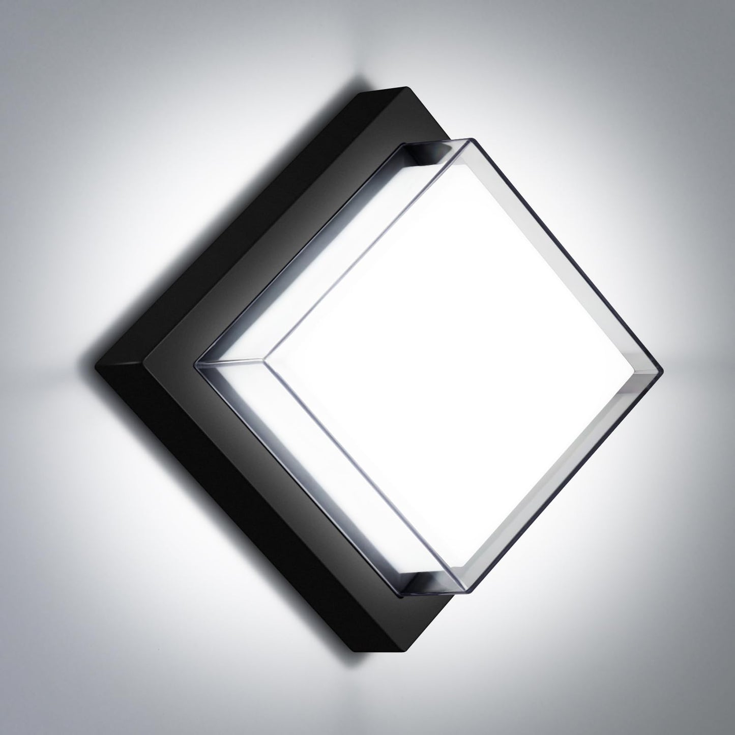 Biritalo Led Porch Lights 12W 6500K Outdoor Wall Lighting Double-Layer Cover Aluminum Exterior Light Fixture Ip65 Waterproof For Patio Stairway Garage Bedroom