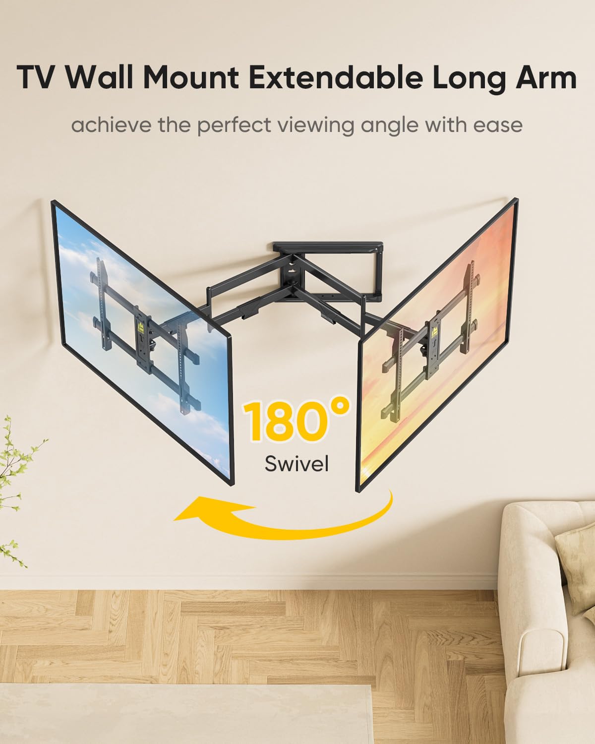 FORGING MOUNT Long Arm TV Mount for Most 37-75 Inch TVs, 30 Inch Long Extension Arm Corner TV Wall Mount, Full Motion Wall Mount Swivel, Tilt, Articulating Bracket Max VESA 600x400mm up to 100lbs