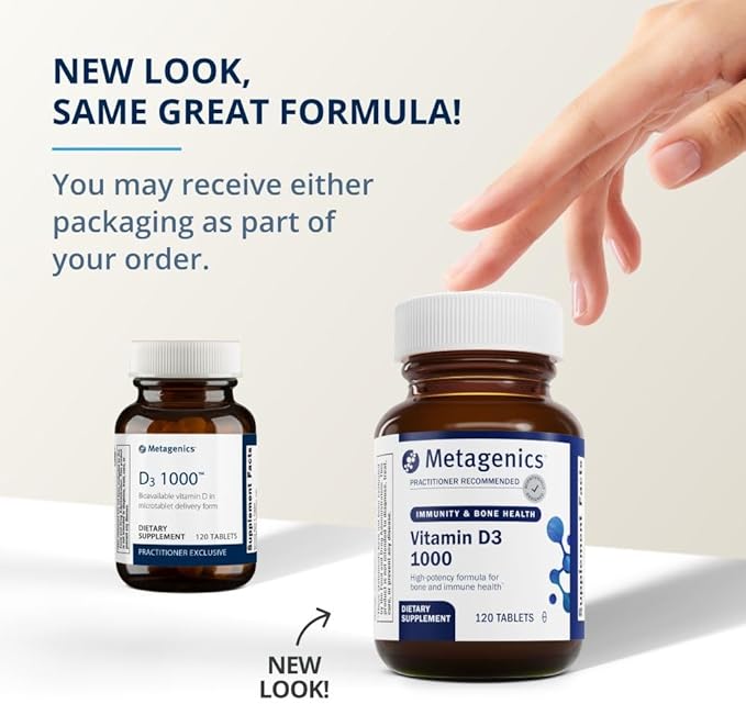 Metagenics Vitamin D3 1000 - Vitamin D Supplement - Bone Density & Immune Support* - Tooth Integrity* - Non-GMO & Gluten Free - 120 Tablets