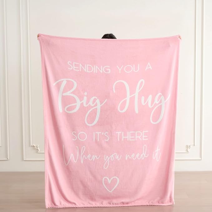Lussena Thinking of You Gifts for Women Men – Get Well Blanket 50x60 Inch, Pink Flannel Comfort Hug Blanket, Sympathy Thro...