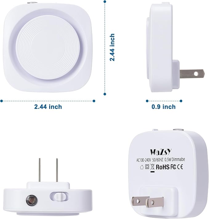 Warm Night Lights Plug into Wall, 4 Packs Dimmable Night Light with Dust to Dawn Sensor, Automatically Turn on and Off, Gentle Glow Nightlight for Bathroom,Bedroom,Stairs,Kitchen,Hallway,Warm White