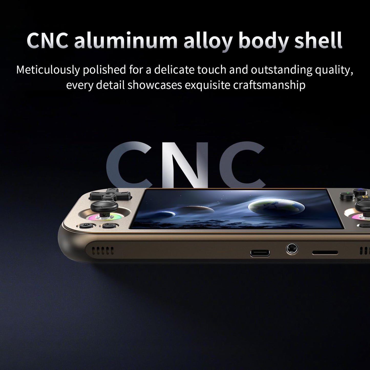 ANBERNIC RG477M Retro Handheld Game Console , Aluminum Alloy CNC Android 14 System 4.7 Inch LTPS in-Cell Screen Dimensity 8300 Processor Support WiFi 6E Bluetooth 5.3 NO Game Card(Brozen)