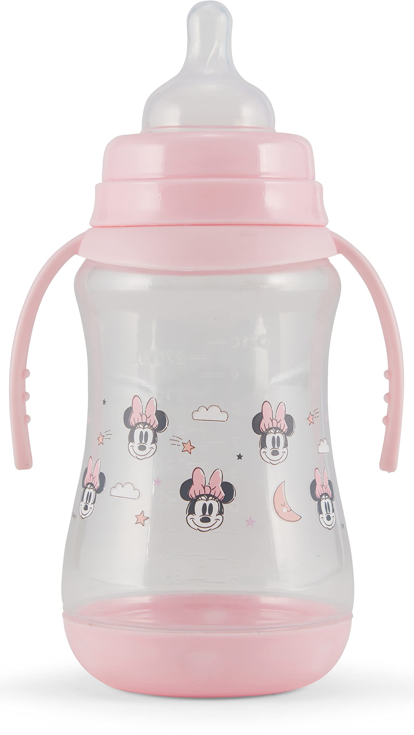 Disney 2 Pack 10 Ounce Baby Bottles with Character Prints and Colored Covers with Double Handle - BPA Free and Easy to Clean