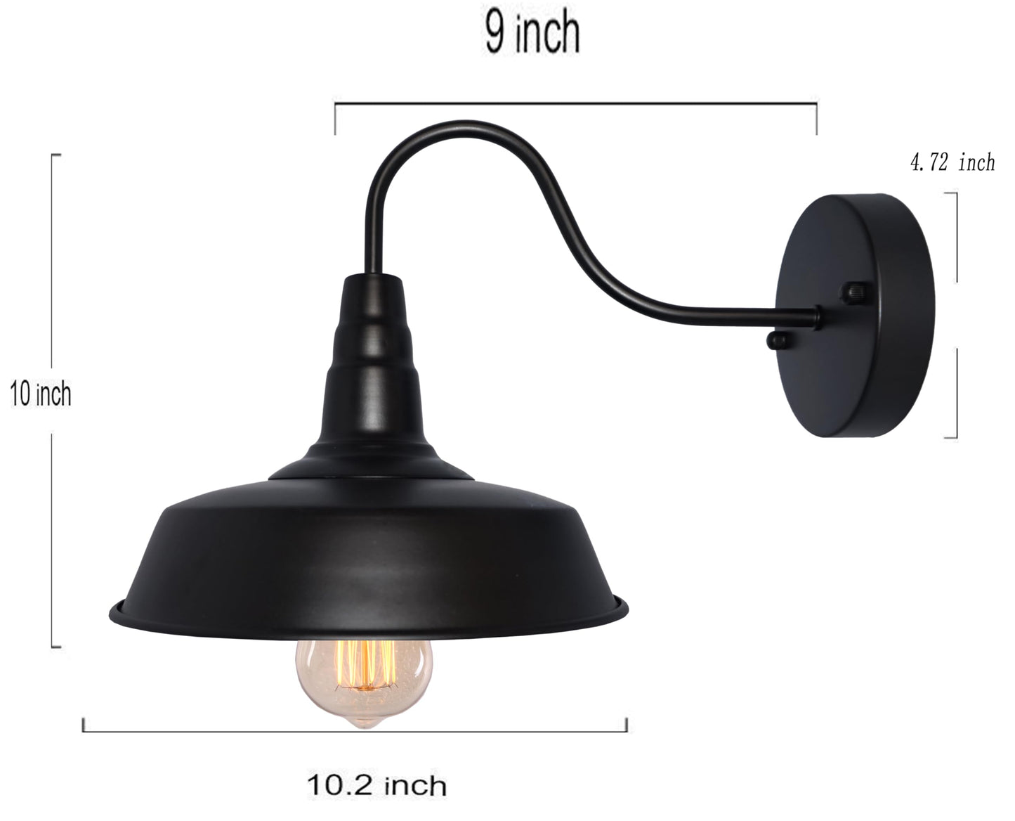 Brightess Black Vanity Light Fixtures, Gooseneck Barn Style, Metal, Set Of 2, Hardwired Sconces For Kitchen And Bedroom