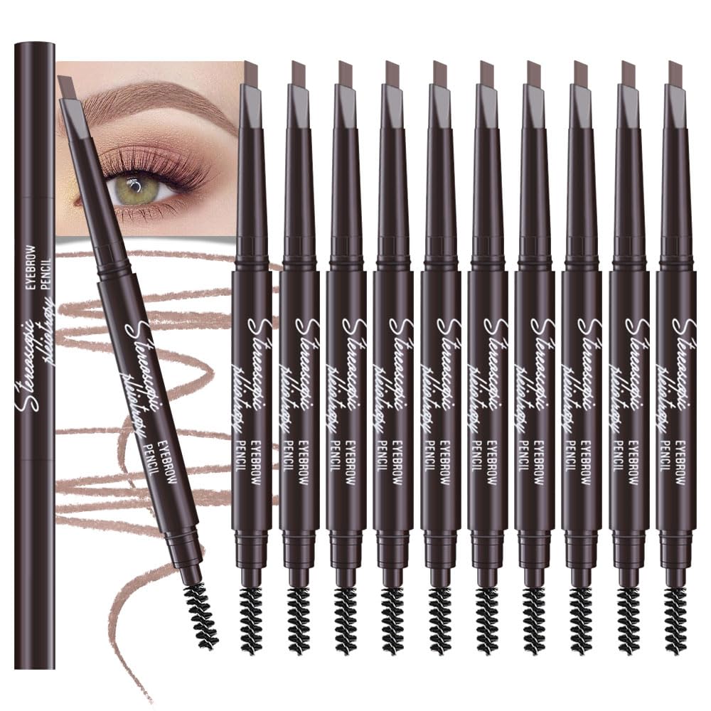 12 Pcs Ultimate Eyebrow Retractable Definer Pencils,Dual-Sided Natural Soft Textured Eyebrow Pencil, for Daily Look Eyebrow Make