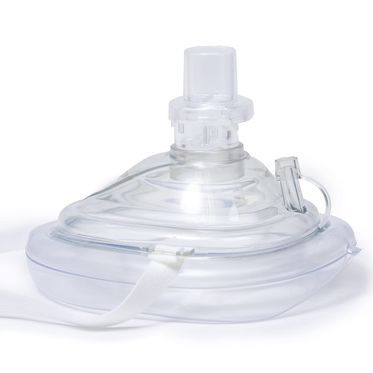 PrimaCare RS-6845 Single Valve CPR Rescue Mask in Red Hard Case, Adult/Child Pocket Resuscitator with Elastic Strap, Air Cushioned Edge, 6.5" x 4.8" x 1.6", Red, Clear