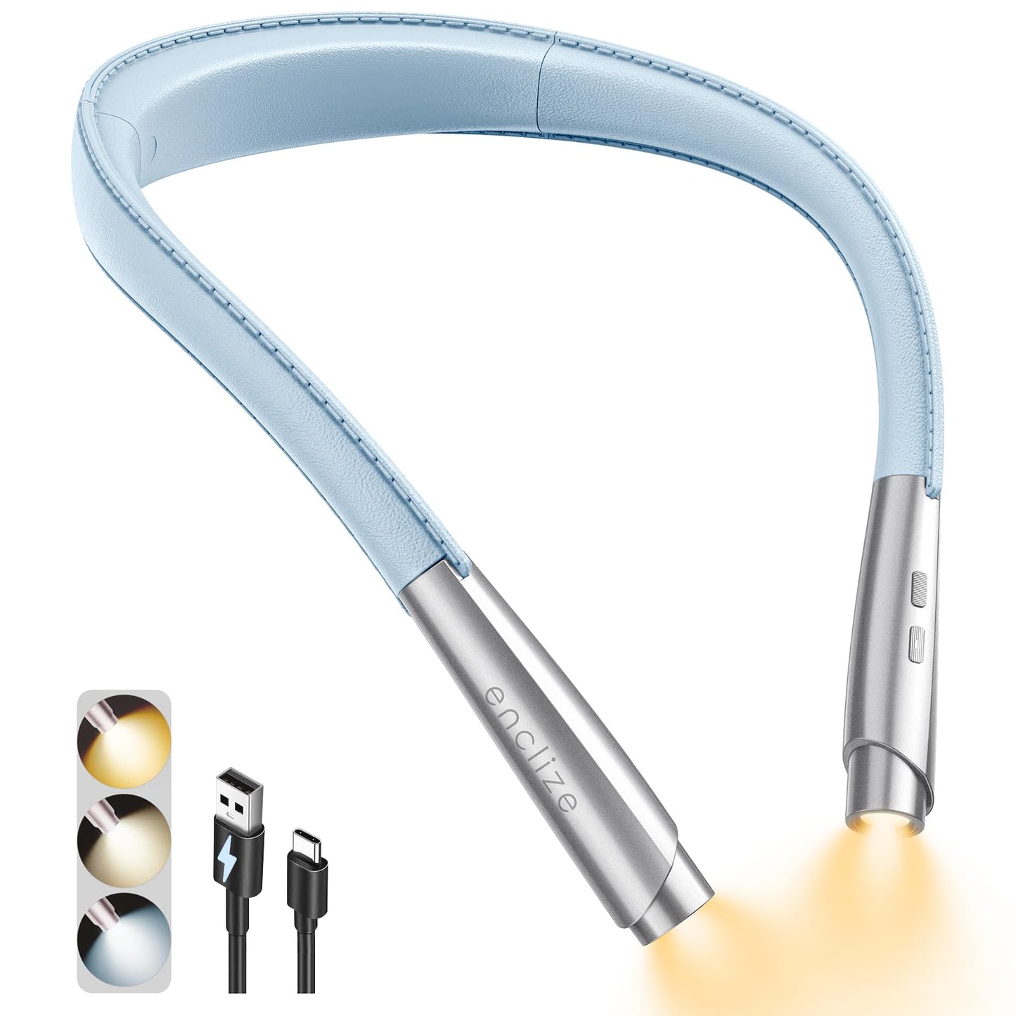 enclize LED Neck Reading Light, 9 Brightness Levels, Lightweight, Light Blue, Model SE-Es04