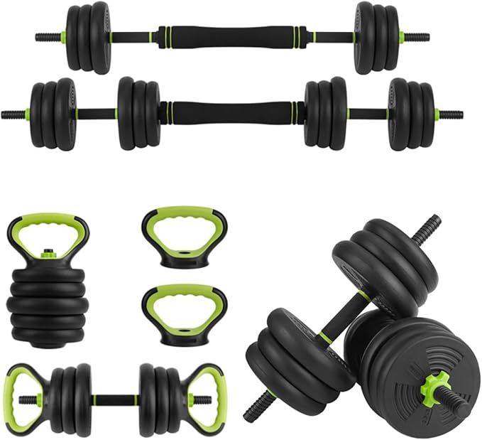 4-In-1 Adjustable Dumbbell Set with Connector(44/66/88LBS), Converts to Dumbbells, Barbells, Kettlebells & Push Up Stand, ...