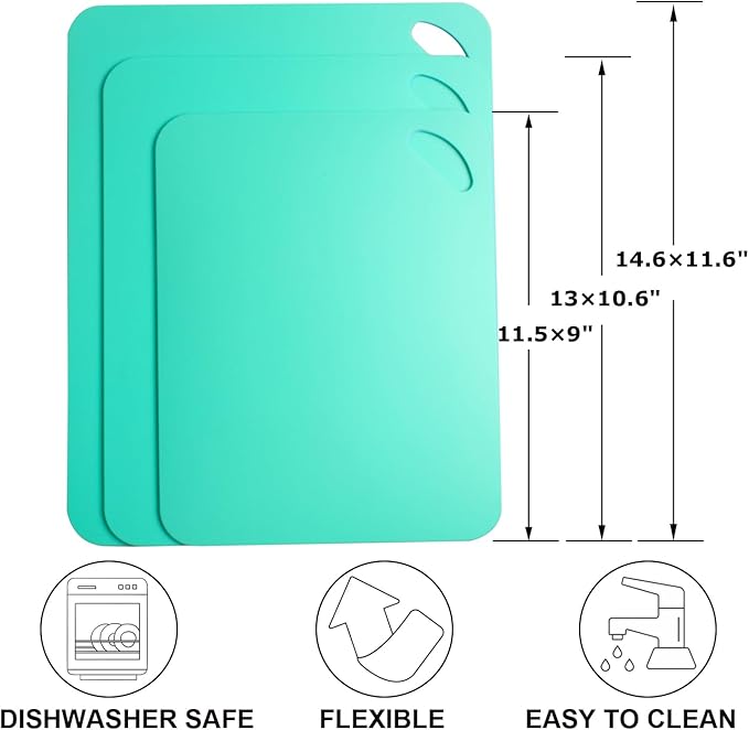 Plastic Flexible Cutting Mats for Kitchen, 6pcs Color Coded Chopping Board Set, Cutting Board Sheet for Kitchen Cooking, Dishwasher Safe,Multi-Size Cutting Board mats(11.5x9"&14.6x11.6")