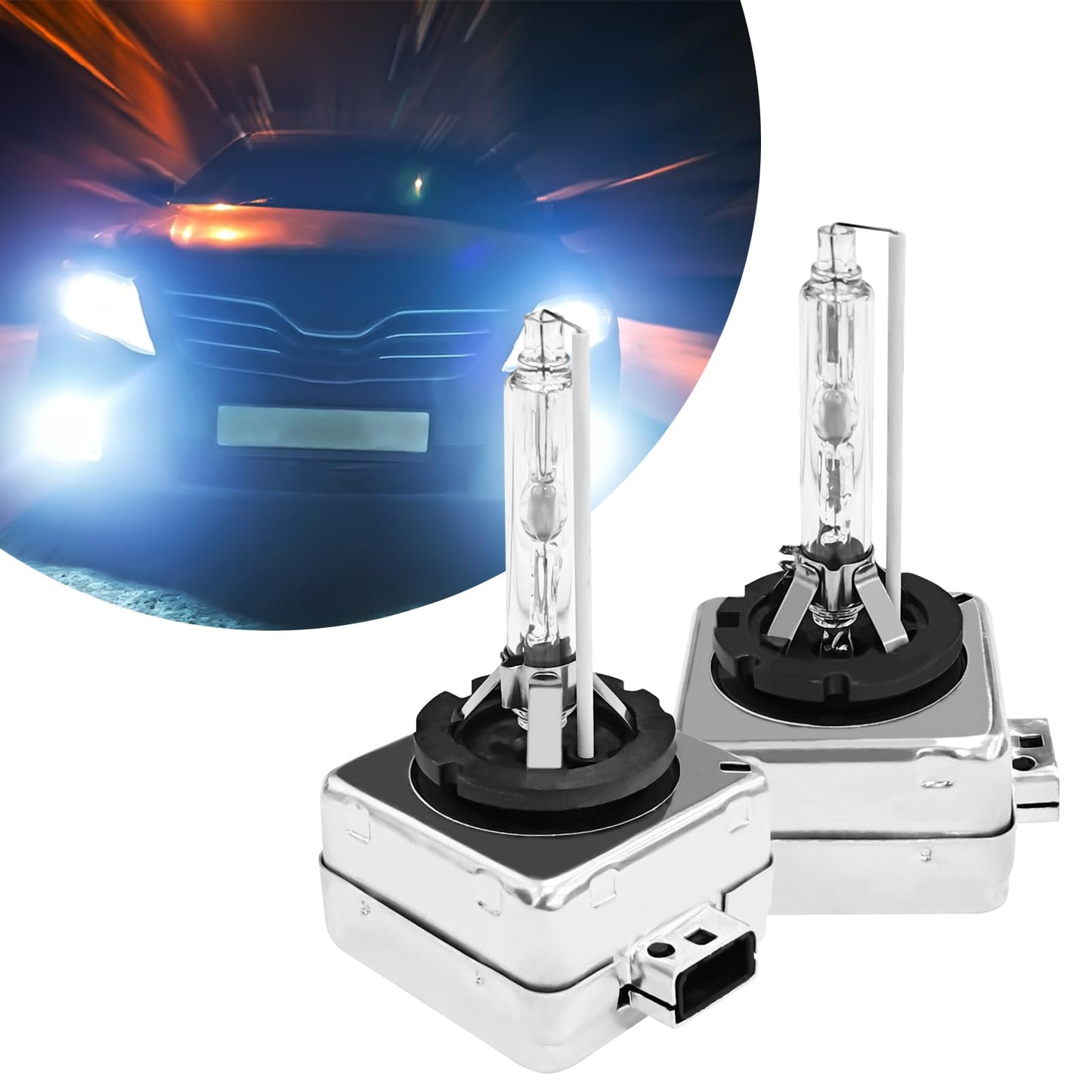 Samwingear D2S Hid Headlight Bulbs 2Pcs 35W Super Bright Bulbs  D2S Headlight Bulb D3S Hid Car Original Replacement Lights 12V High Beam Low Beam Xenon Bulbs With Metal Stents Base (D2S White)