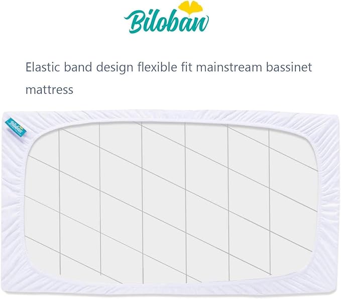 Waterproof Bamboo Bassinet Mattress Cover Compatible with Chicco LullaGo Portable Bassinet, Ultra Soft Surface, 2 Pack, Breathable and Easy Care