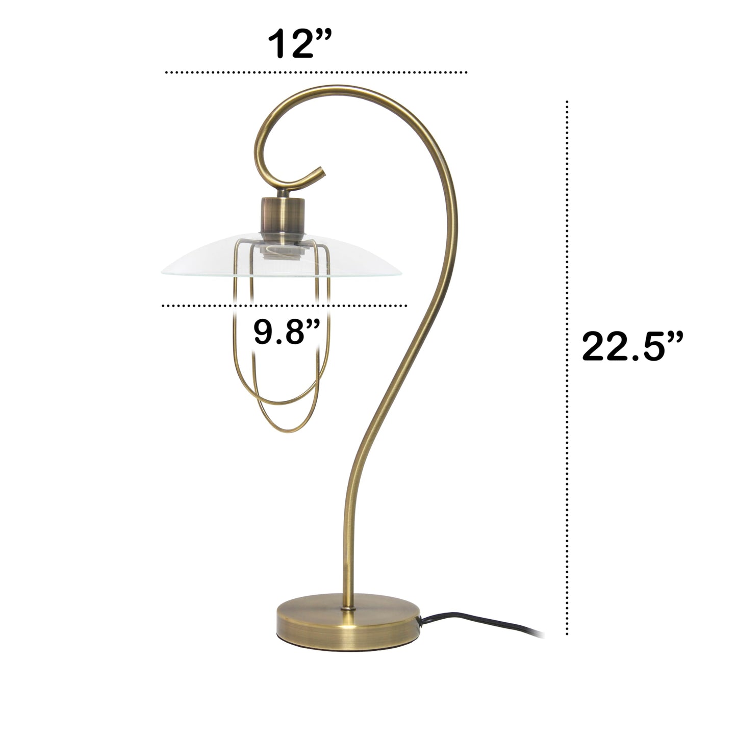 LALIA HOME Modern Metal Scroll Table Lamp, Antique Brass, Iron, Model LHT-4000