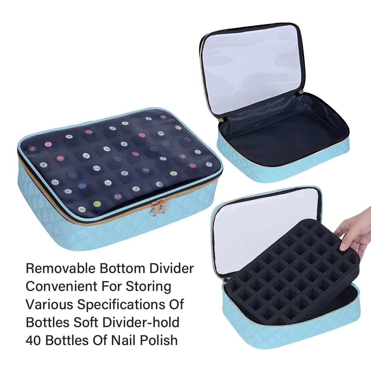 UOZL Nail Polish Bag organizer-Holds 40 bottles(15ml-0.5fl.oz)