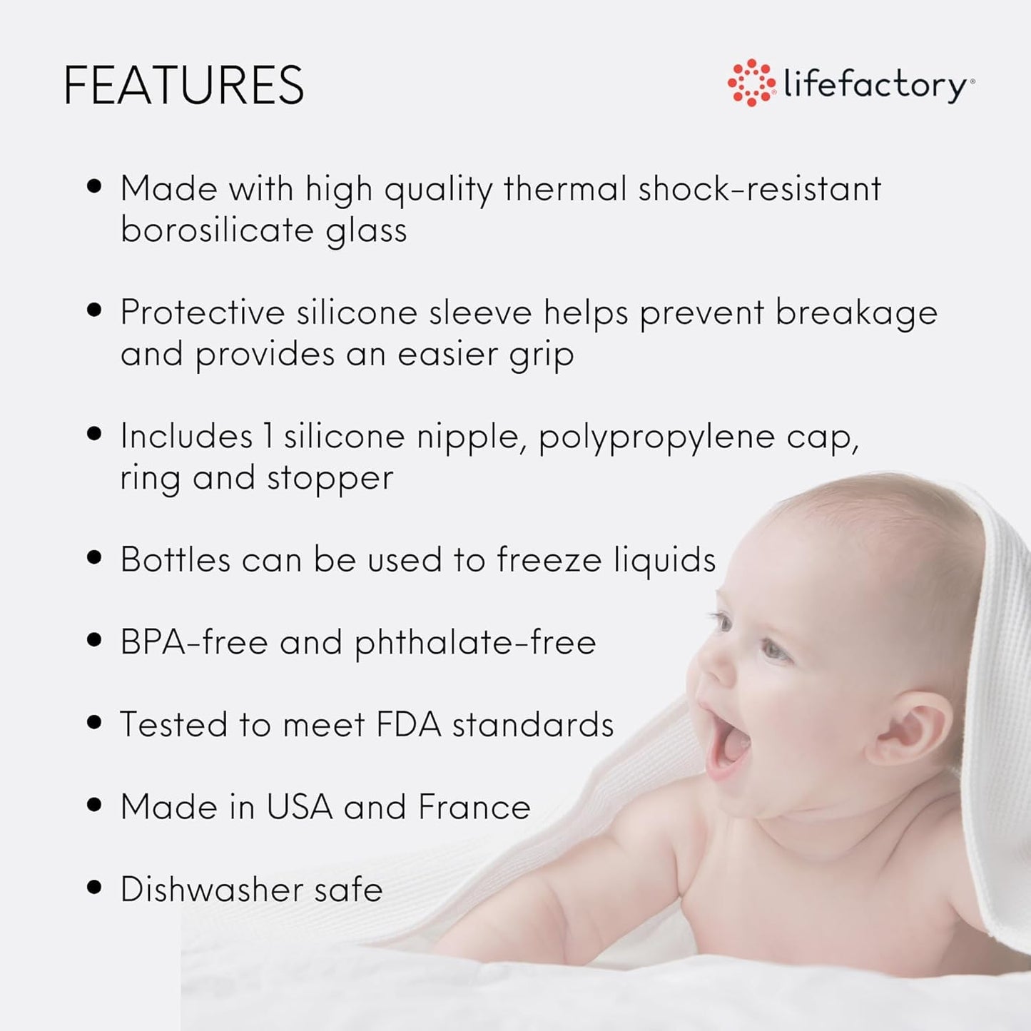 Lifefactory Glass Baby Bottle with Silicone Sleeve 4 Ounce - 2 Pack - Pink