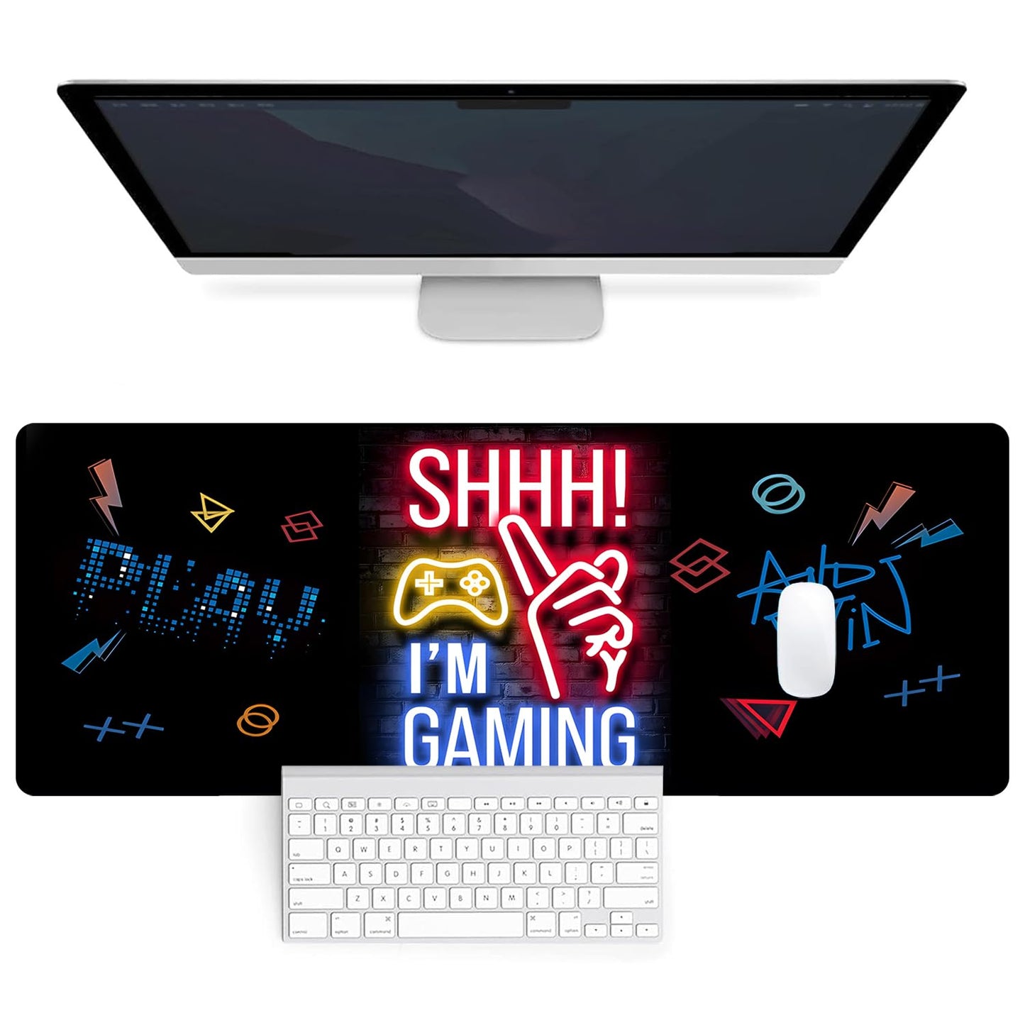 Mouse Pad 80x30cm Gaming Mouse Pad Extended Large Computer Keyboard Mouse Mat Desk Pad with Soft Smooth Surface and Anti-Slip Rubber Base Gaming Mats for Desk Gamer Office Home (Game-E)