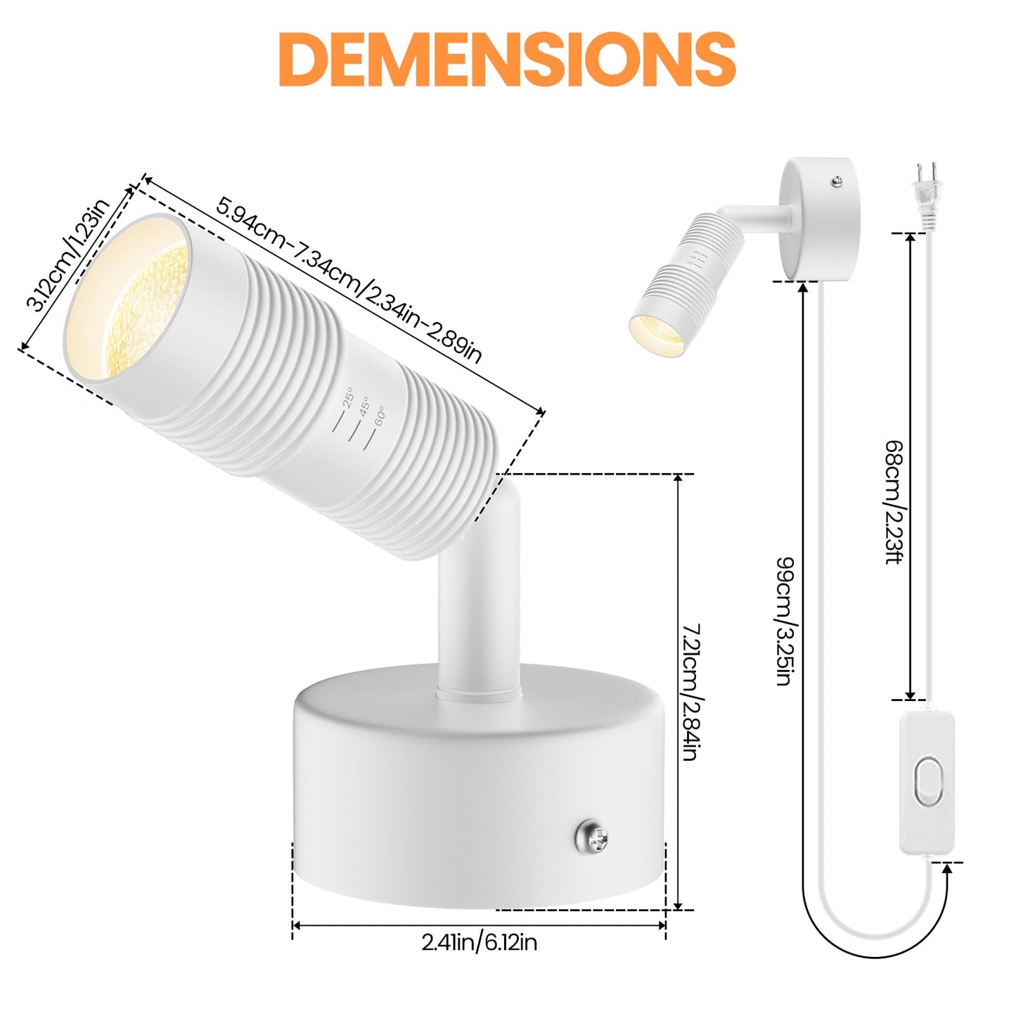 Tuyubee Muti-Color Zoomable Led Spot Lights Indoor Uplighting With Remote & Timer  5W Up Lights Indoor Dimmable Plant Spotlight Uplights Accent Lighting  Floor Spotlight Lamp - White