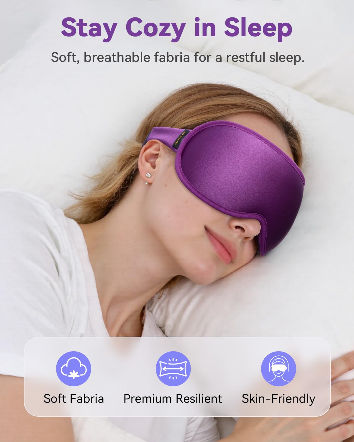 Weighted Eye Mask for Women - 3D Blackout Sleep Mask for Deep Sleep, Postpartum Gift, Lash-Friendly - Long Flight Travel, Cruise Ship, Car Camping Essentials, Purple
