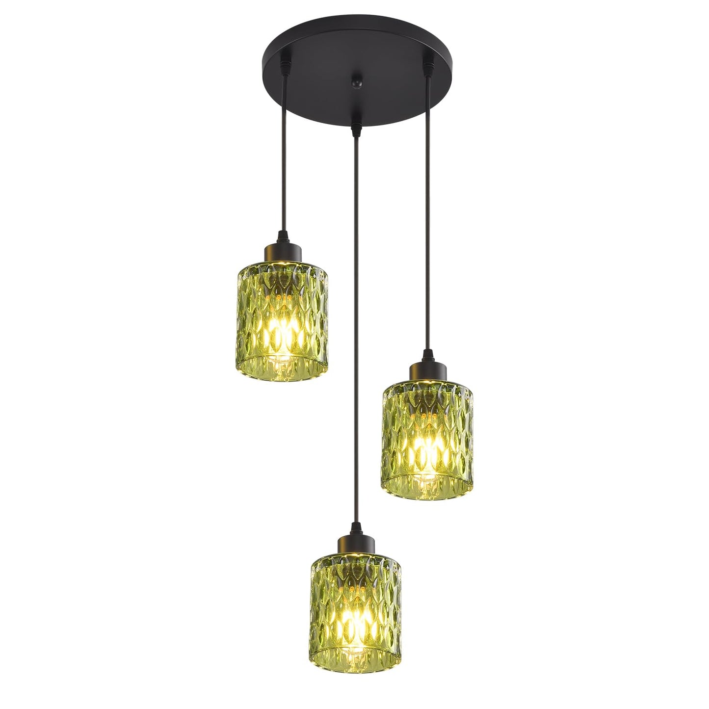 3 Lights Industrial Pendant Light With Glass Shade Matte Black Pendant Lighting Adjustable Industrial Retro Style Hanging Light Kitchen Island Farmhouse Pendant Lights Fixtures For Kitchen Farmhouse