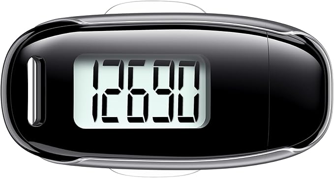 3D Pedometer for Walking, Simple Walking Step Counter with Removable Clip and Strap, USB Rechargeable Step Tracker with Ba...