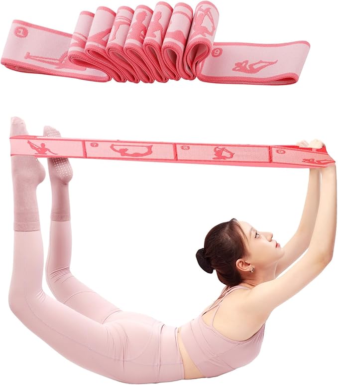 9 Loops Elastic Yoga Strap - Adjustable Stretching Band for Physical Therapy, Dance, Pilates & Gymnastics, Multi-Loop Exer...