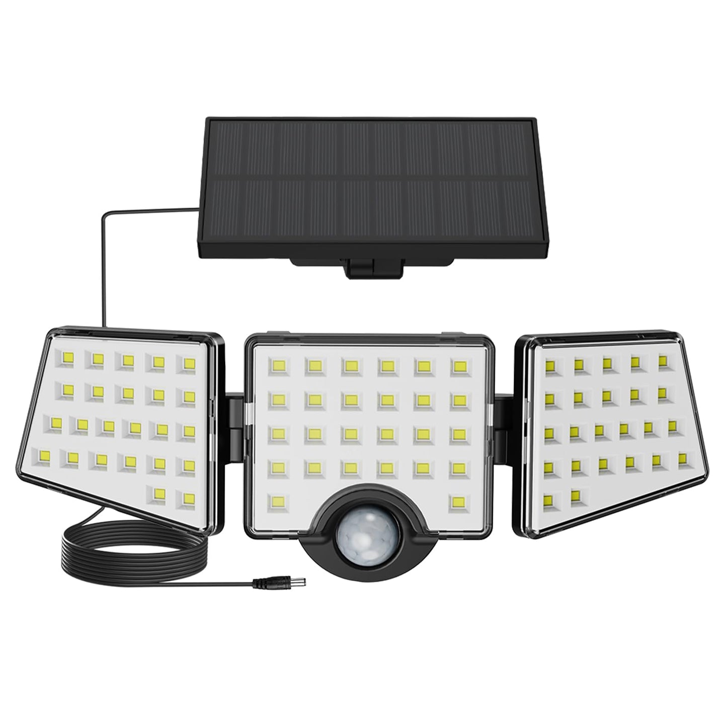 Lepro Solar Lights for Outside, Motion Activated, 3 Adjustable Heads, IP65 Waterproof, Black, Model PR640004-DW