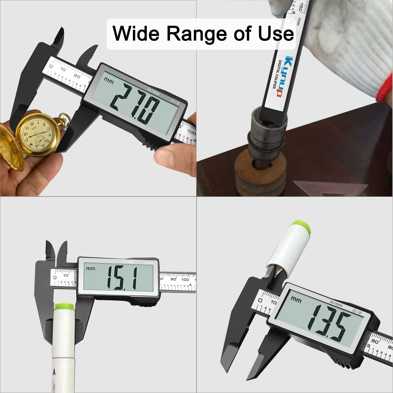 Kynup Caliper Measuring Tool, Digital Caliper Outside Micrometer with Large Screen, Caliper Tool for Mechanics, Jewelers, Woodworkers, Inch and Millimeter Conversion (6Inch)