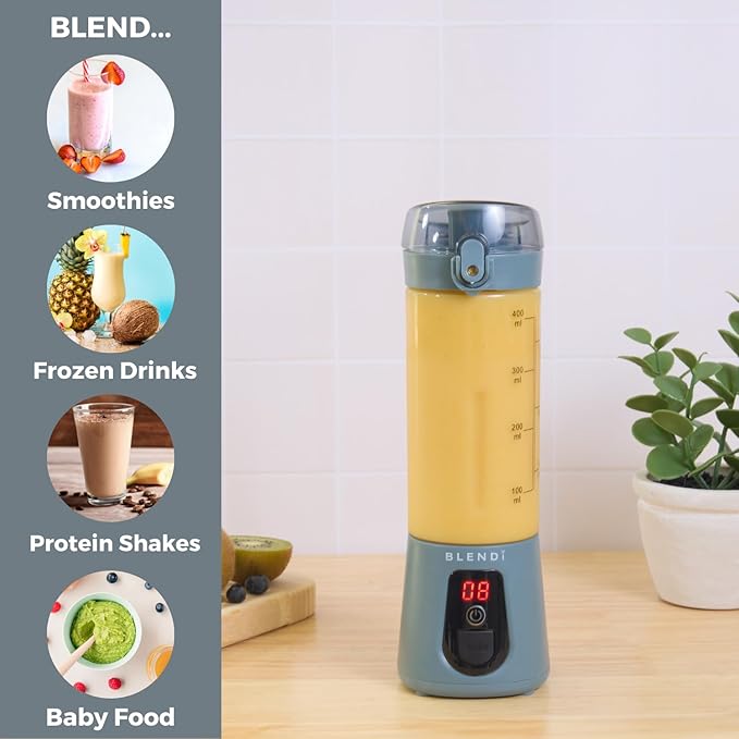 BLENDi Pro+ Portable Blender (New 2025 Model, 17.5oz, Gray) – Upgraded Ice Crushing 120W Motor, USB-C Rechargeable, Cordless Personal Blender for Smoothies & Shakes – BPA-Free,Travel-Friendly