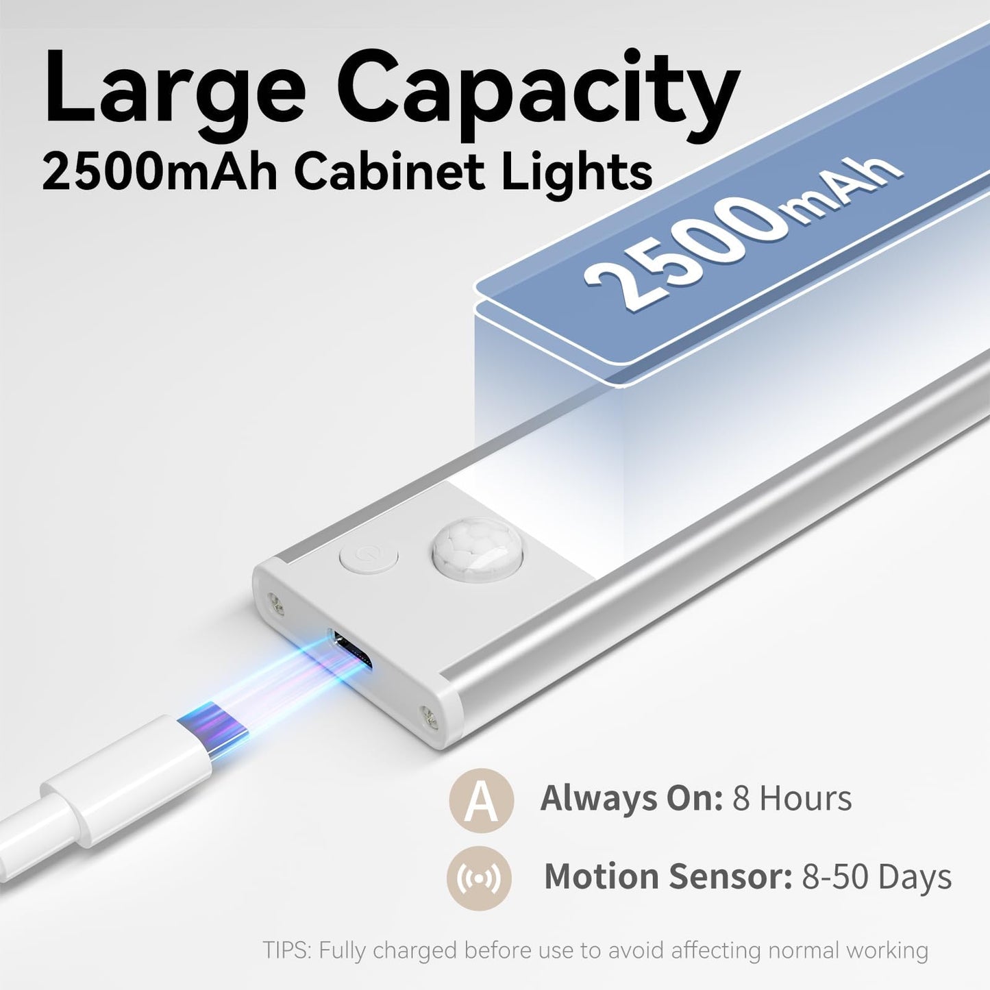 12Inch Under Cabinet Lighting  Led Magnetic Motion Activated Under Cabinet Lights  Rechargeable Closet Lights 2500Mah Battery Operated  Wireless Dimmable Under Counter Lights For Kitchen 2 Pack