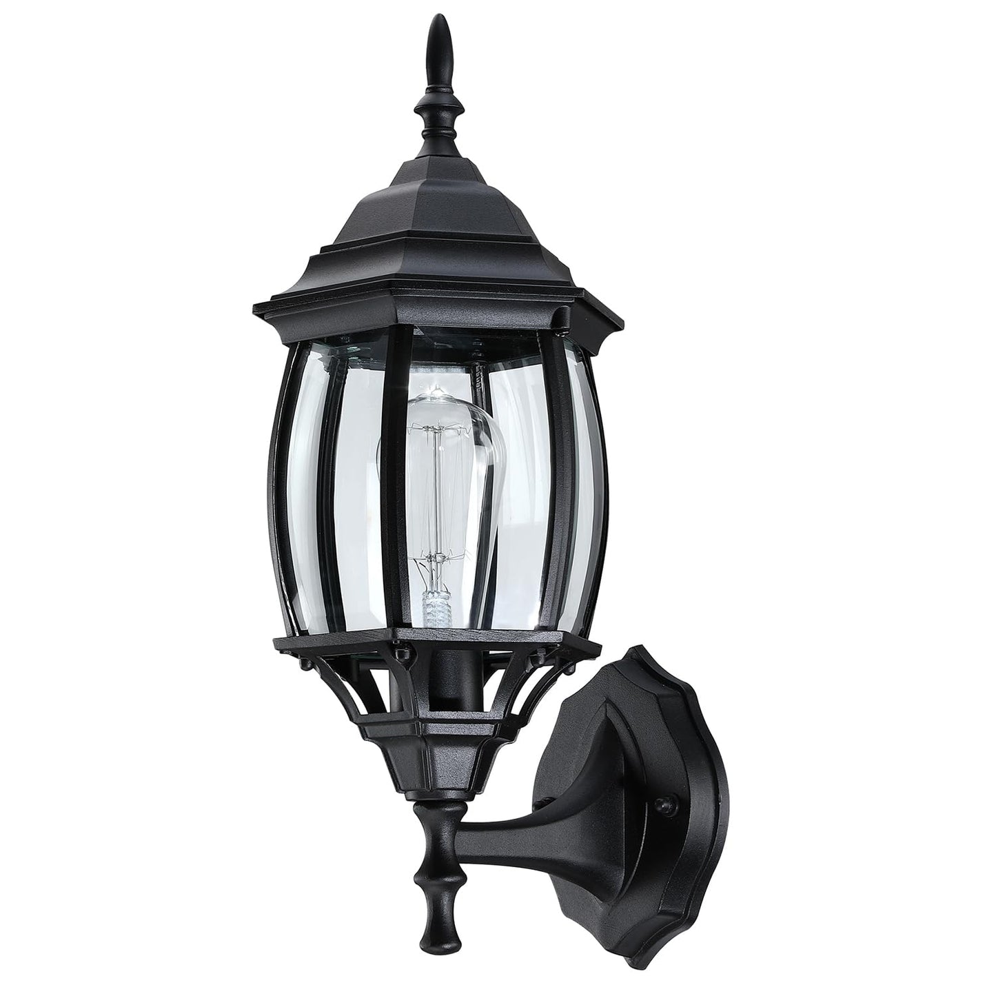 Faymart Lighting 16.8 Inch Outdoor Porch Light - Black Outside Light For House  Metal And Glass Exterior Wall Sconce  Waterproof Wall Mount Outdoor Lantern For Garage Front Door Balcony E26 Base