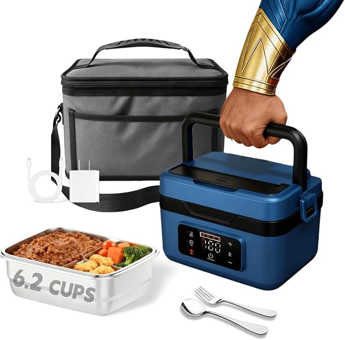 Cordless Heated Lunch Box, Leak-Resistant Food Warmer, 10000mAh Rechargeable Battery, 3 Modes, 1L & 1.5L Options, BPA-Free Container for Office & Home Use