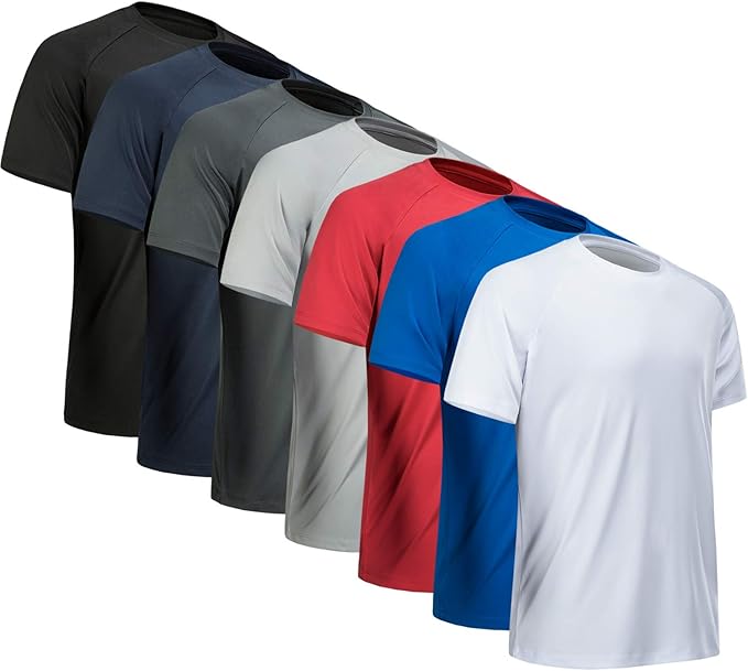 MCPORO Workout Shirts for Men Short Sleeve Quick Dry Athletic Gym Active T Shirt Moisture Wicking