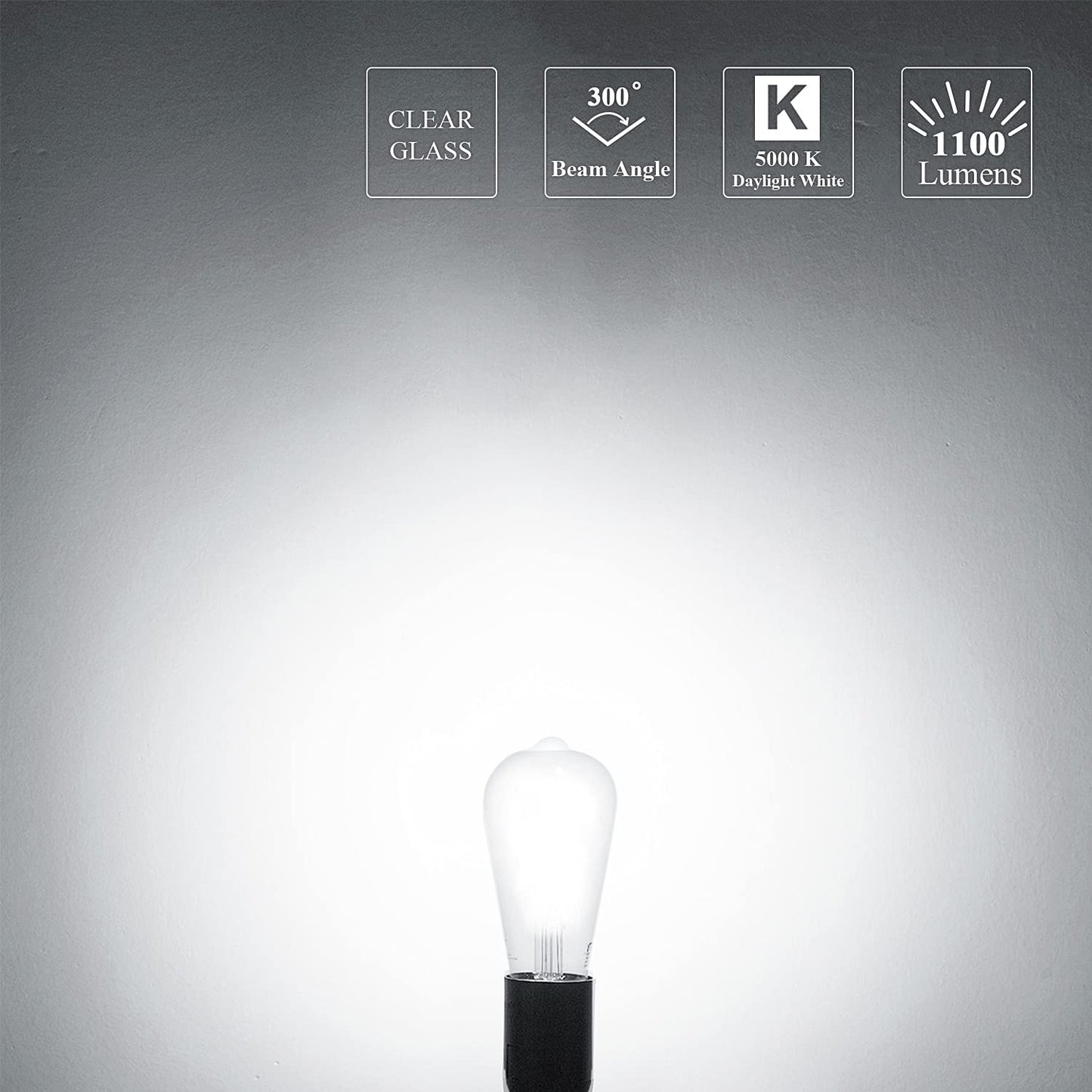 MASTERY MART ST21 Dimmable LED Vintage Edison Bulb 100W Equivalent 5000K Daylight White 10 Pack E26 Base 1100LM